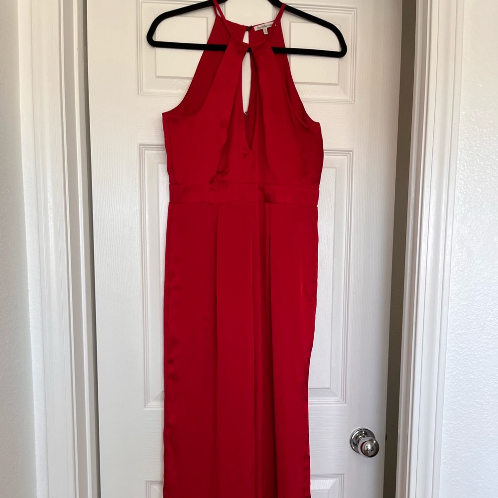 Red Pant Jumpsuit - Sateen